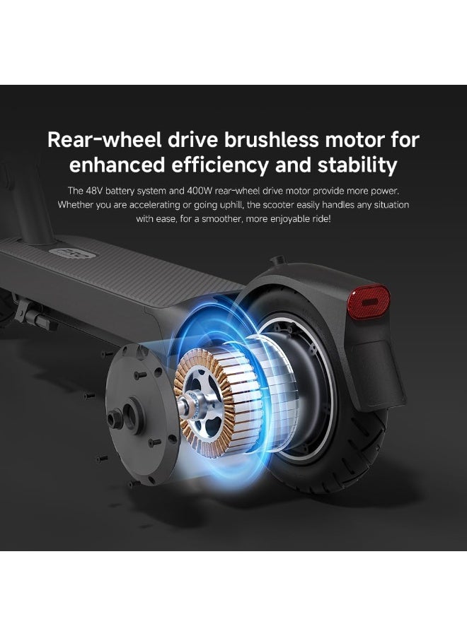 Mii Electric Scooter 5 pro, front and rear dual shock absorbers, 60km long battery life, 10-inch tubeless tires, 1000WMax. power, 22% Max. incline - Image 3